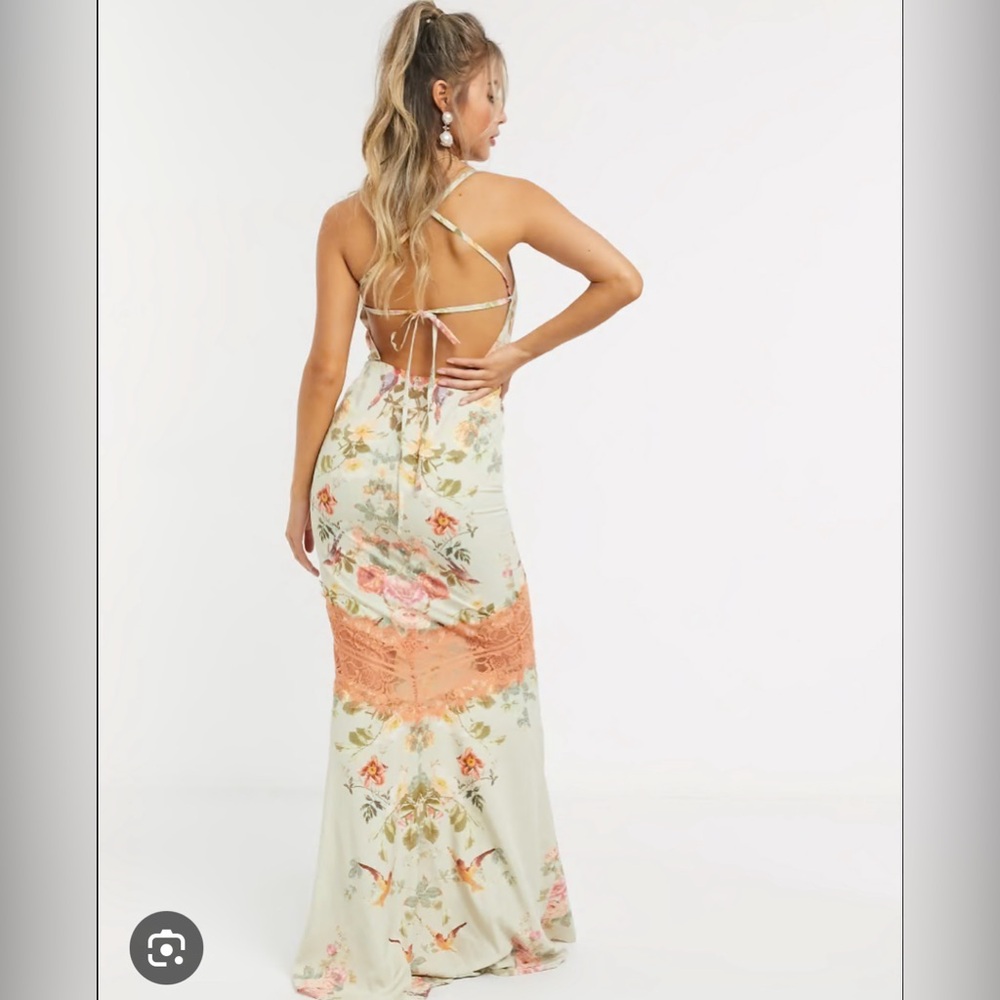 Maxi Cami Dress With Open Back In Floral-multi